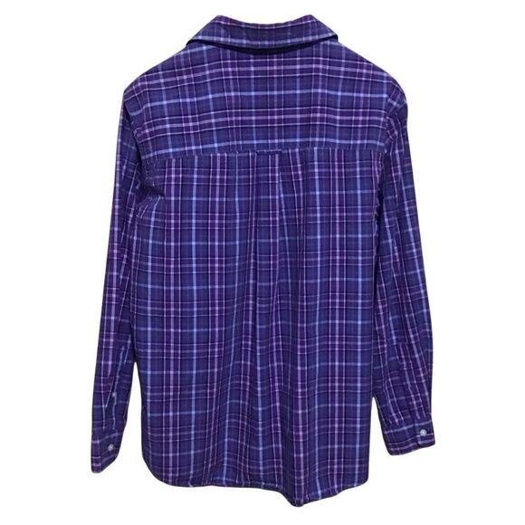 CHAPS Easy Care Purple Plaid Button Up Shirt L - Picture 4 of 7